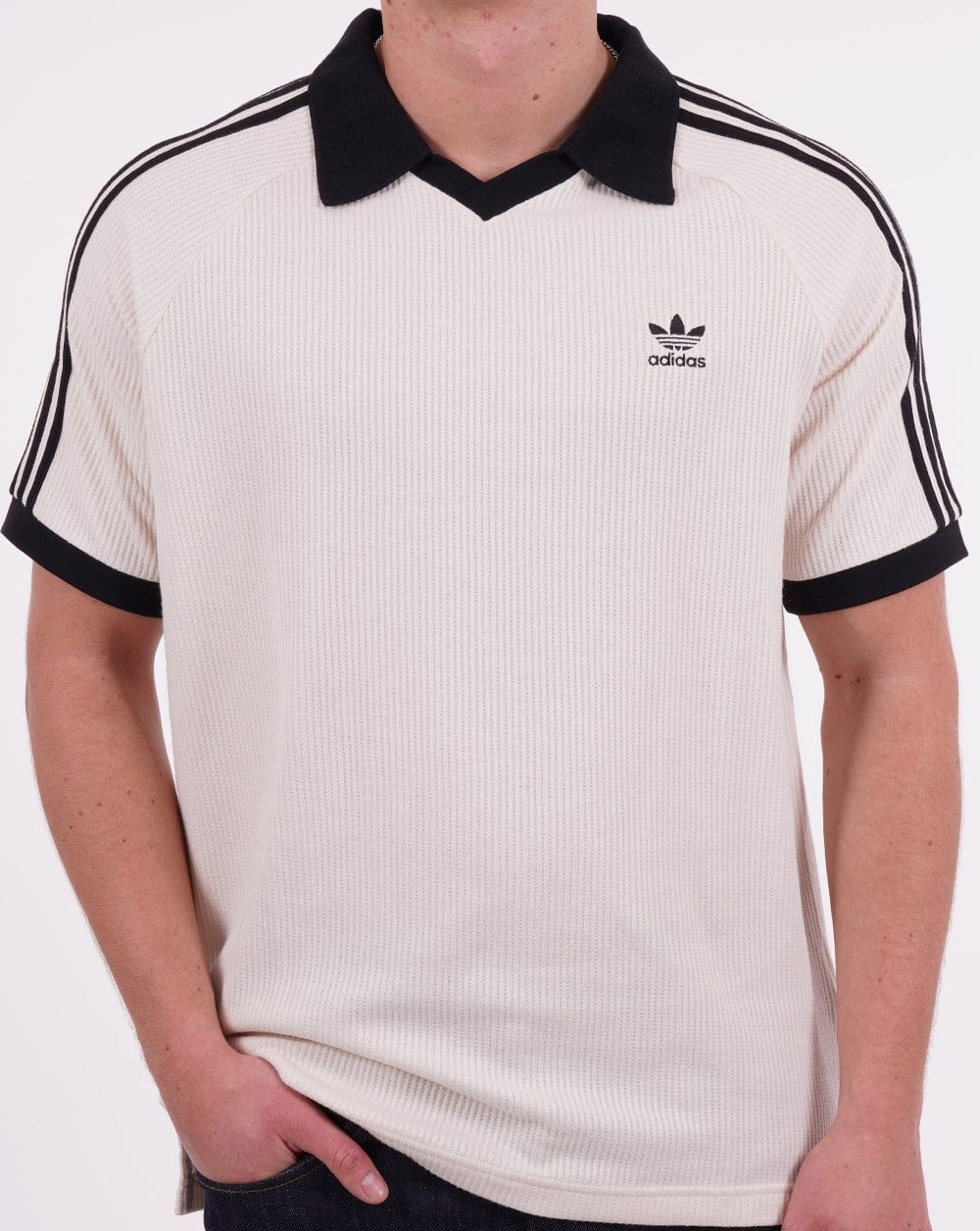 Adidas Originals Retro Waffel-Poloshirt in Off-White