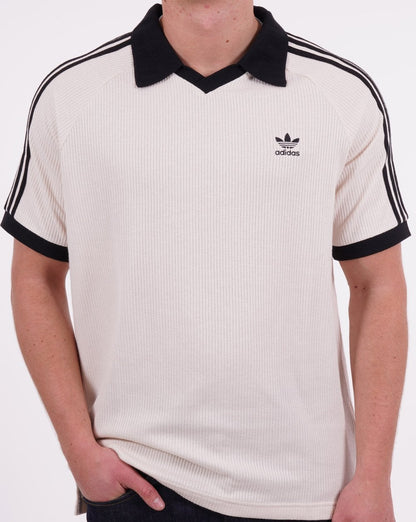 Adidas Originals Retro Waffel-Poloshirt in Off-White