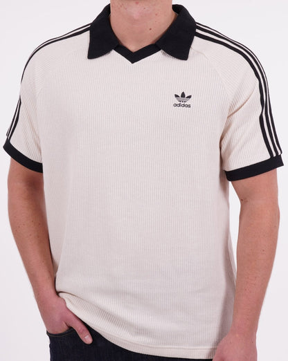 Adidas Originals Retro Waffel-Poloshirt in Off-White