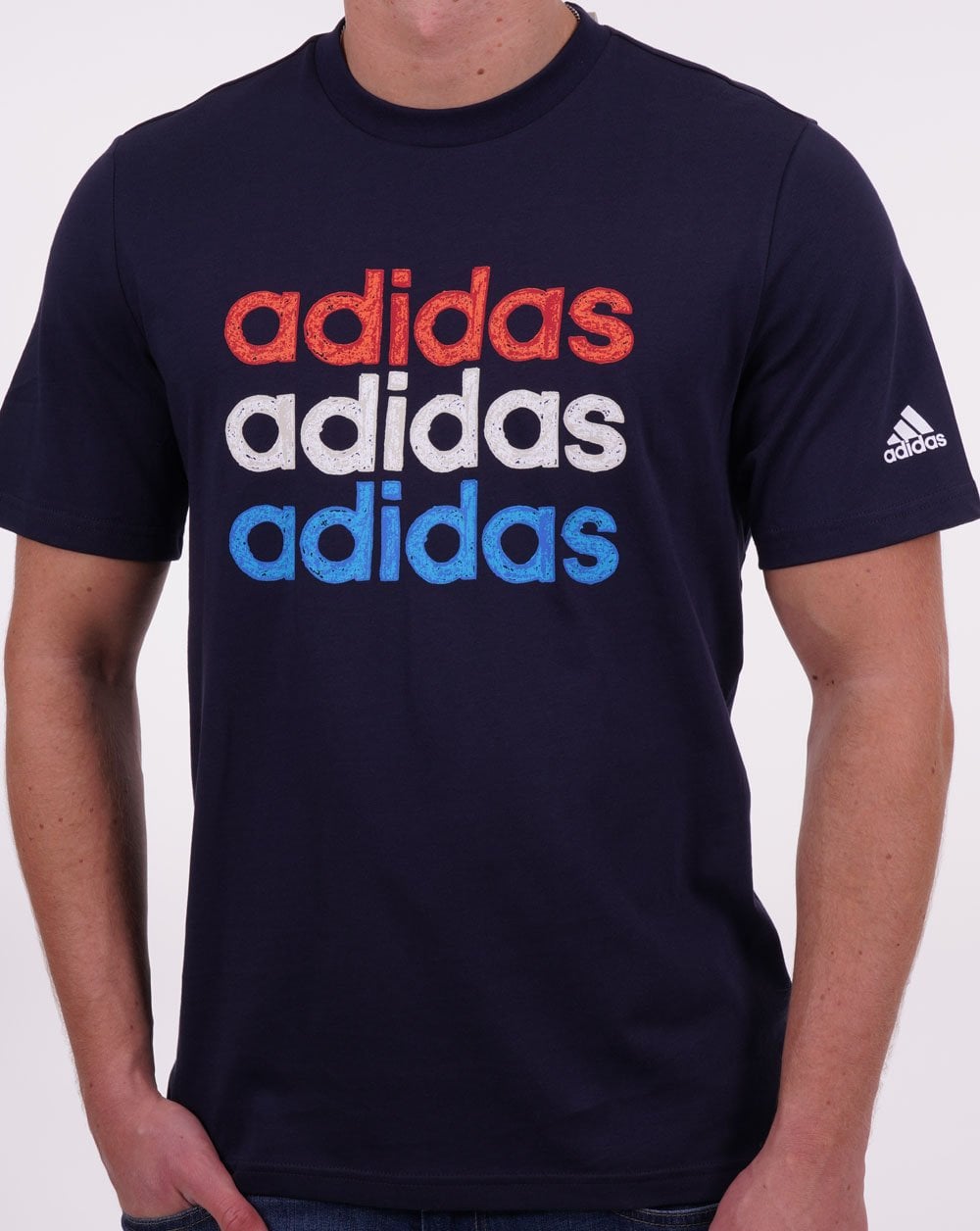 Adidas Multi Logo T-Shirt Marineblau