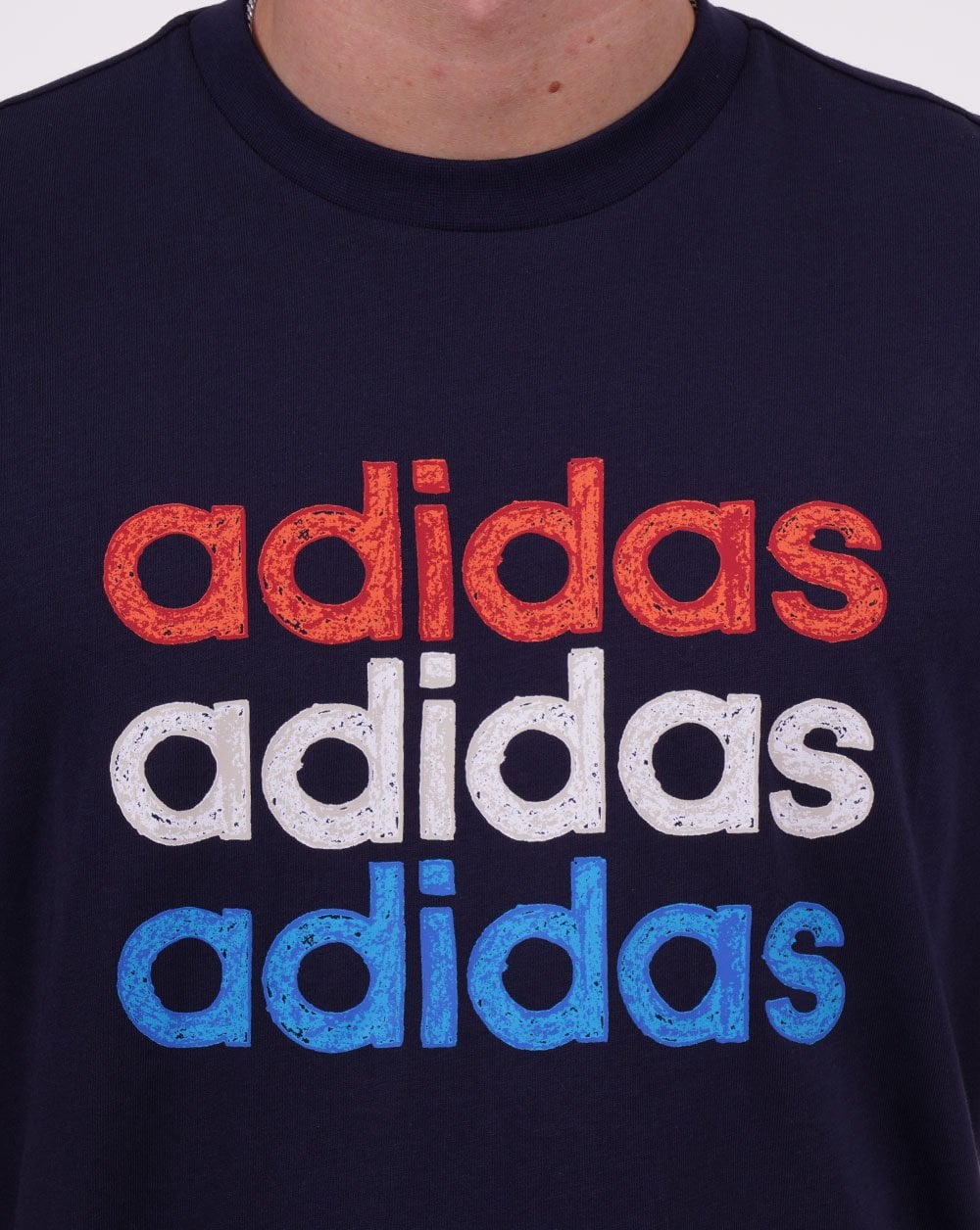 Adidas Multi Logo T-Shirt Marineblau