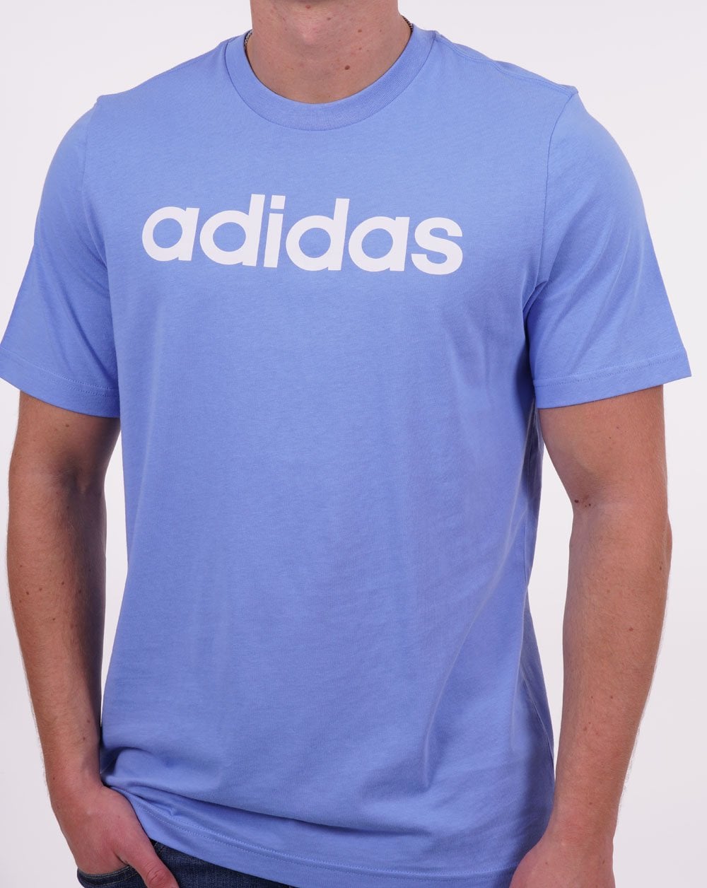 Adidas Originals – T-Shirt mit linearem Logo, Blau