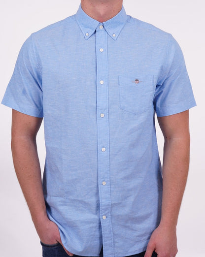 Gant Baumwoll-Leinen-Kurzarmhemd Day Blue
