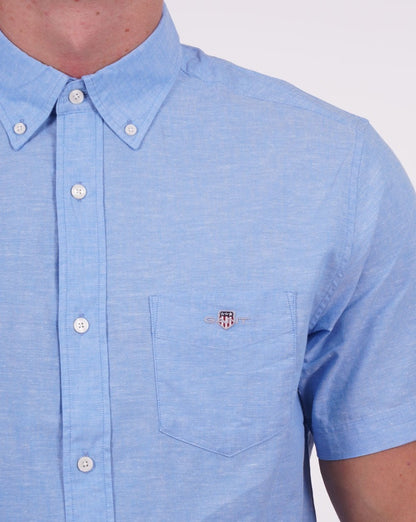 Gant Baumwoll-Leinen-Kurzarmhemd Day Blue