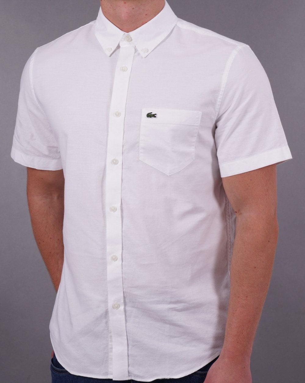 Lacoste Oxford Kurzarmhemd Weiß