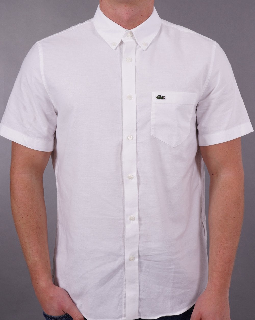 Lacoste Oxford Kurzarmhemd Weiß