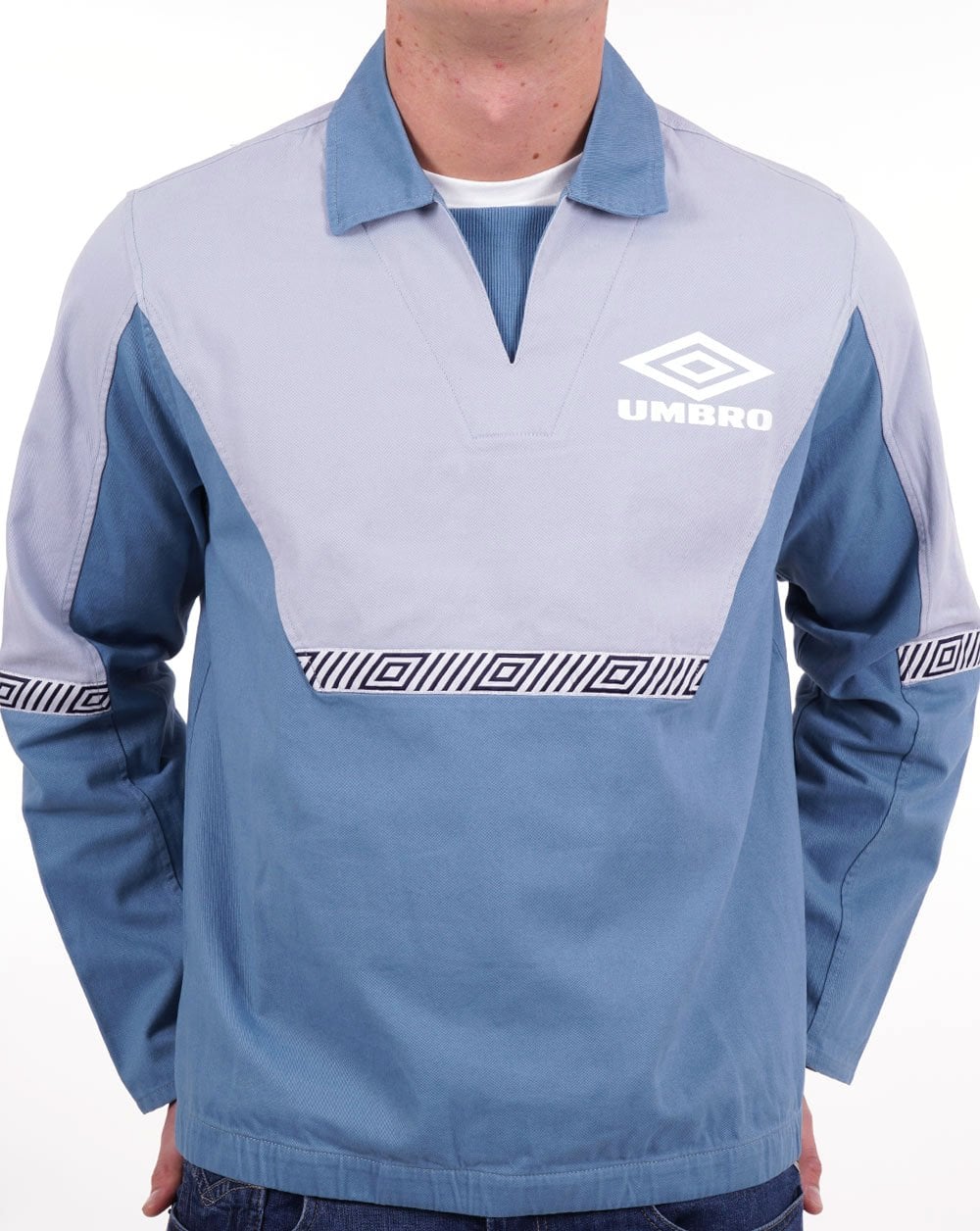 Umbro – Klassisches Drill-Trainingsoberteil im 90er-Jahre-Stil, Himmelblau