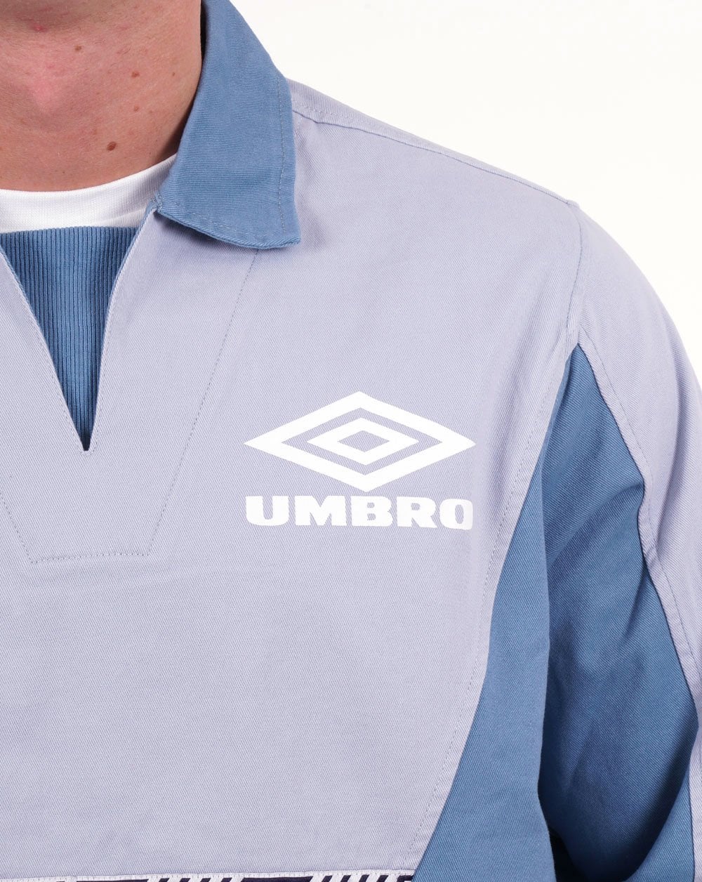 Umbro – Klassisches Drill-Trainingsoberteil im 90er-Jahre-Stil, Himmelblau