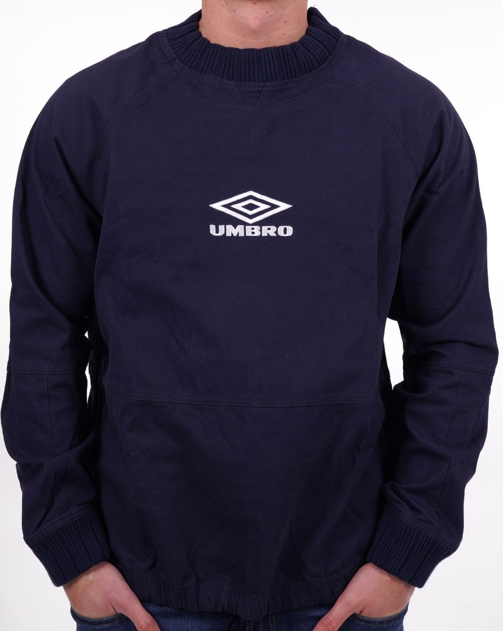 Umbro – Klassisches 90er-Drill-Sweatshirt in Dunkelmarineblau