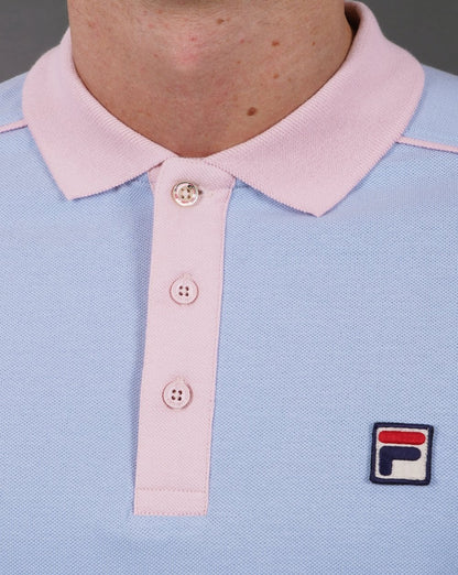 Fila Vintage Retro Piping Poloshirt Himmelblau/Pink