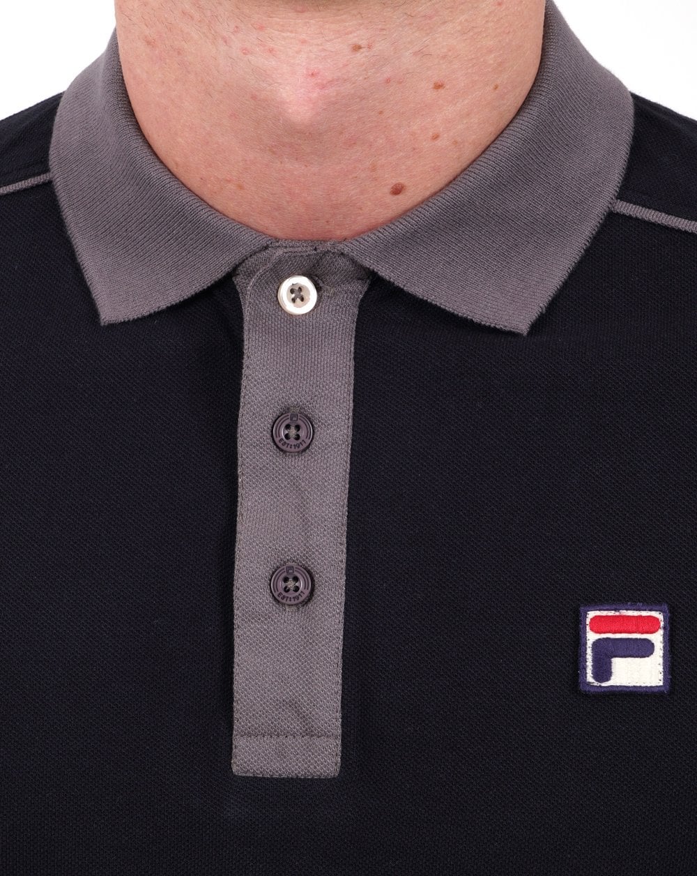 Fila Vintage Piping Poloshirt Schwarz/Grau