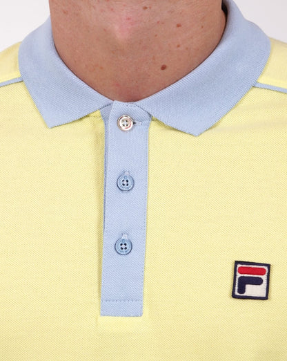 Fila Vintage Retro Piping Poloshirt Gelb/Himmelblau
