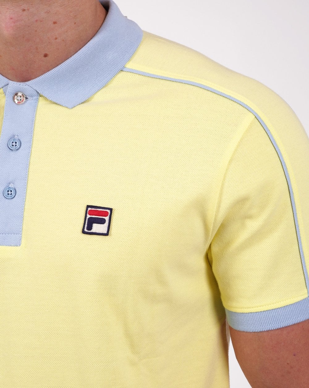 Fila Vintage Retro Piping Poloshirt Gelb/Himmelblau