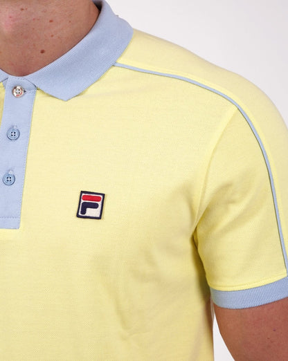 Fila Vintage Retro Piping Poloshirt Gelb/Himmelblau