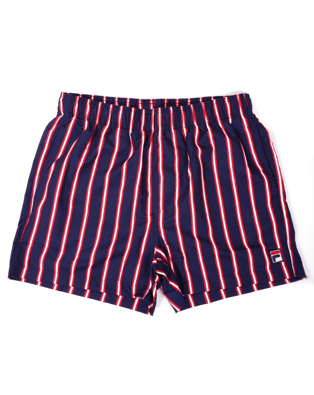 Fila – Vintage – Badeshorts mit Doppelstreifen in Marineblau