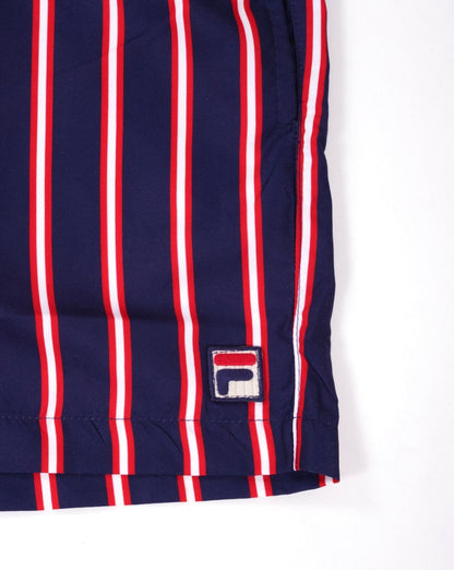 Fila – Vintage – Badeshorts mit Doppelstreifen in Marineblau