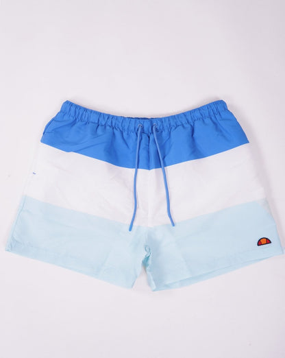 Ellesse – Block-Badeshorts in Blau/Weiß/Himmelblau