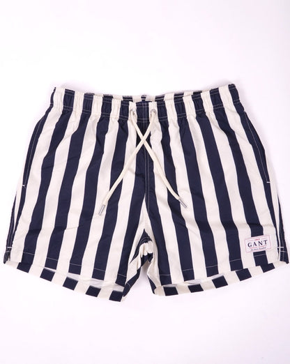 Gant – Badeshorts mit Blockstreifen, Marineblau