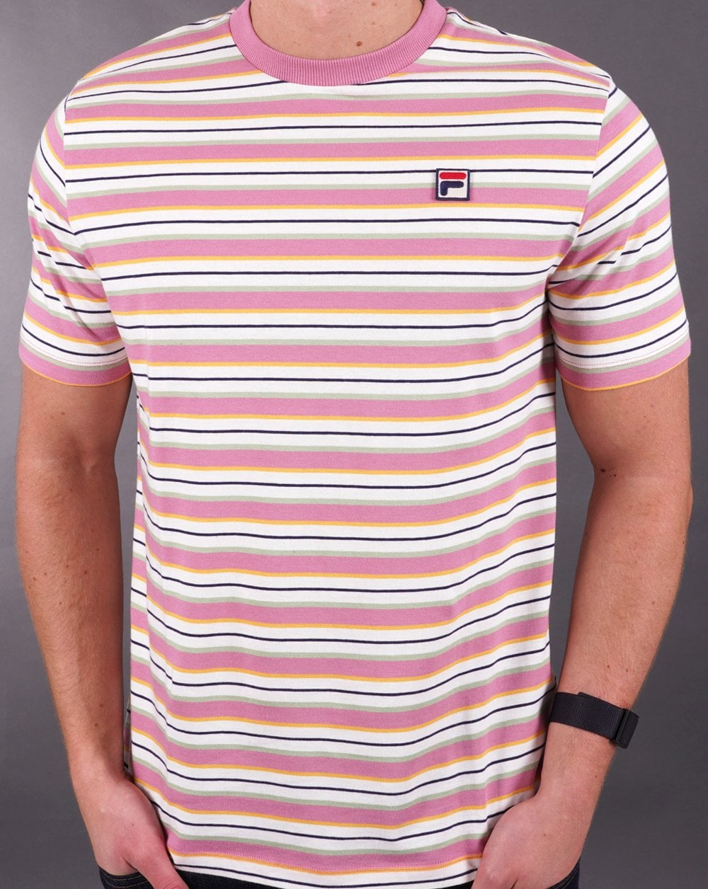 Fila Vintage Zar Gestreiftes T-Shirt Off White/Multi
