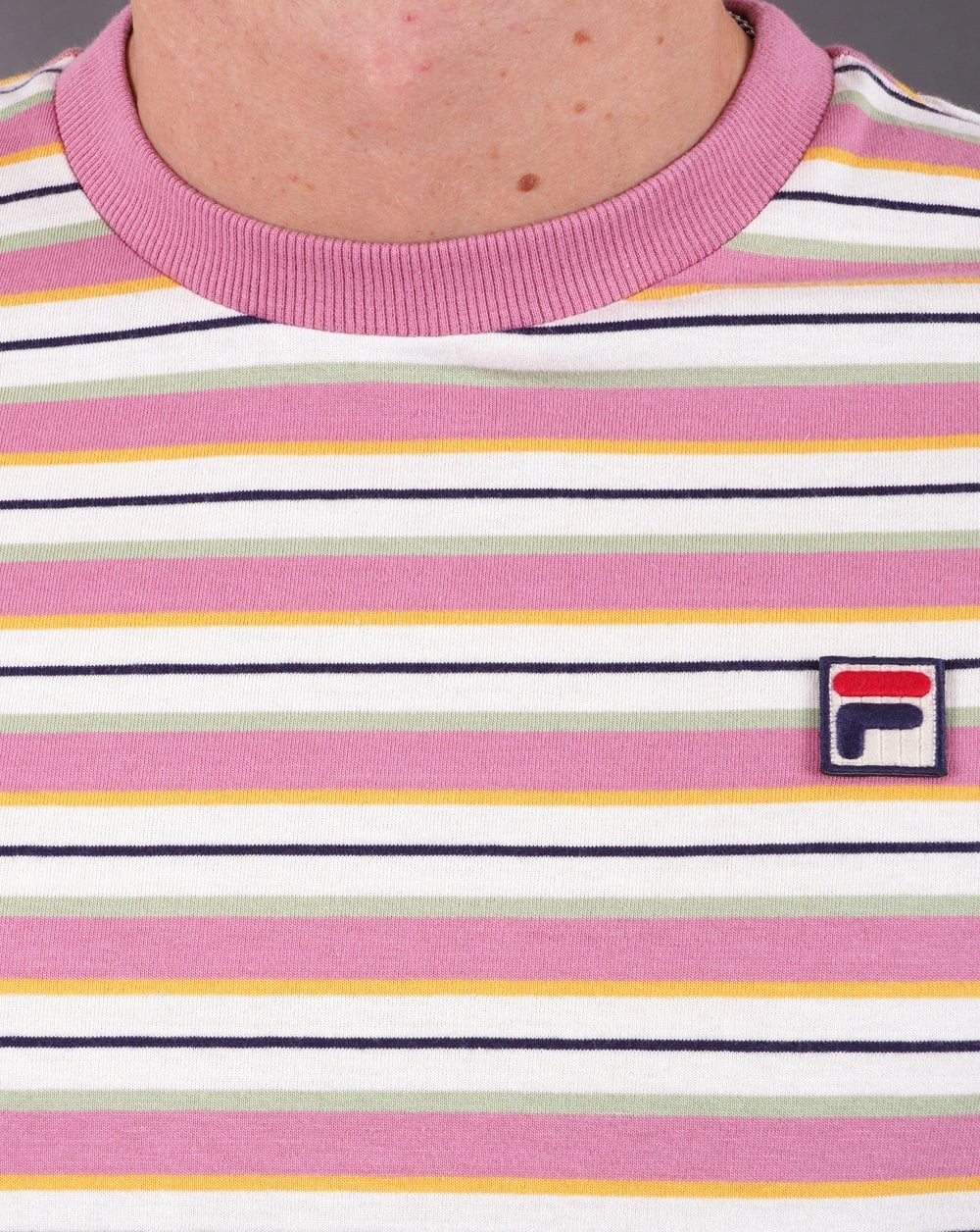 Fila Vintage Zar Gestreiftes T-Shirt Off White/Multi