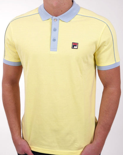 Fila Vintage Retro Piping Poloshirt Gelb/Himmelblau