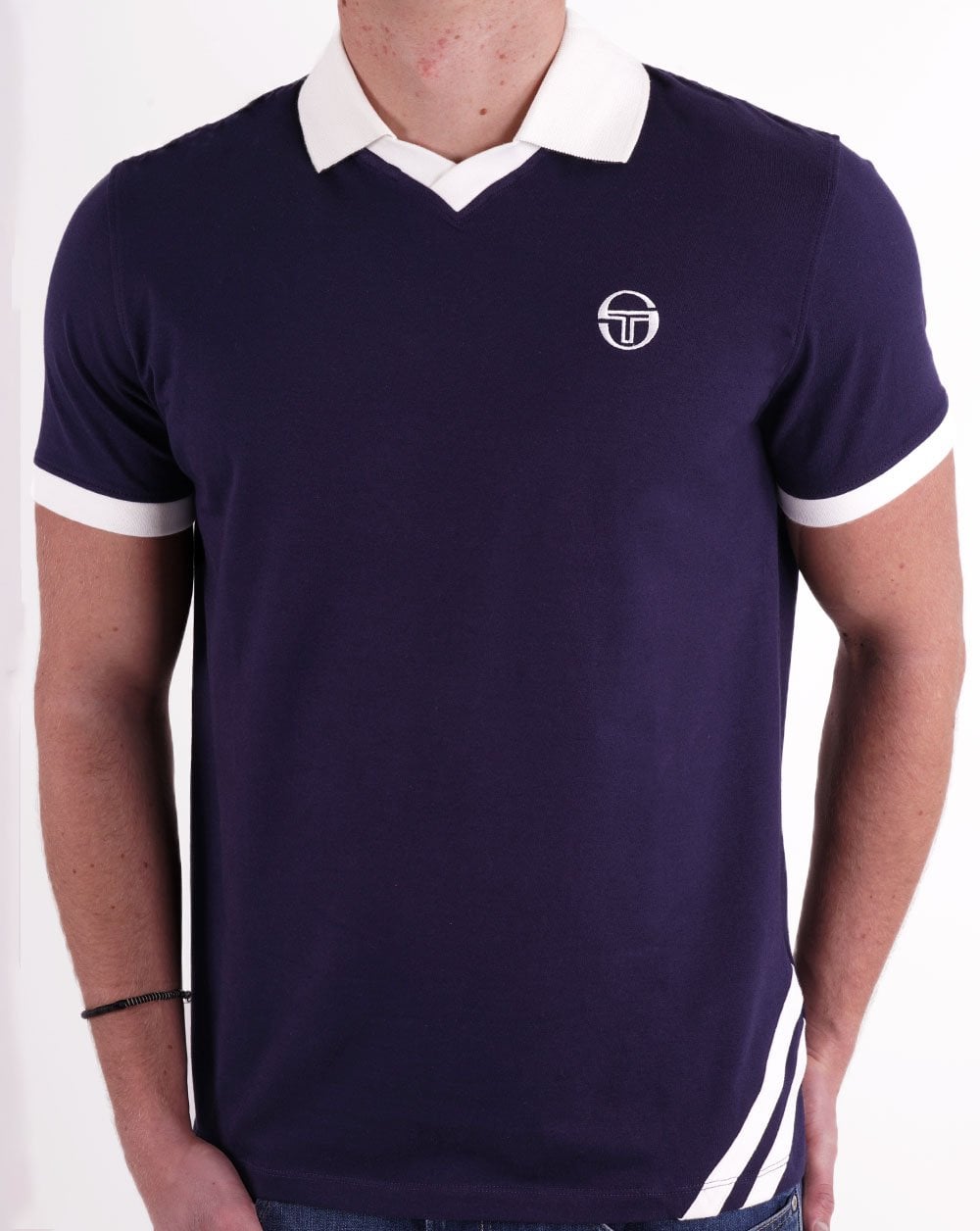 Sergio Tacchini Retro-Poloshirt Marineblau