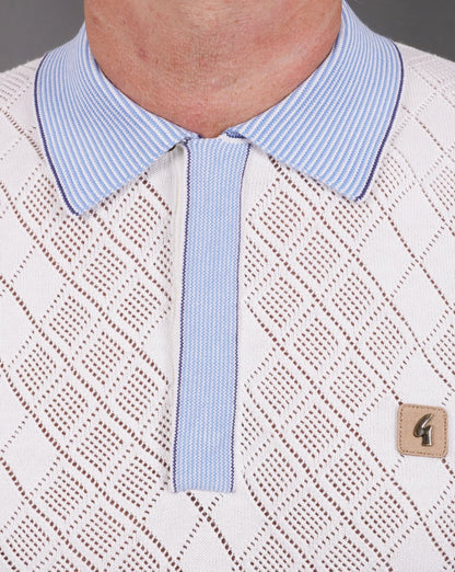 Gabicci Vintage Dafoe Strick-Poloshirt Weißer Himmel