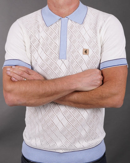 Gabicci Vintage Dafoe Strick-Poloshirt Weißer Himmel