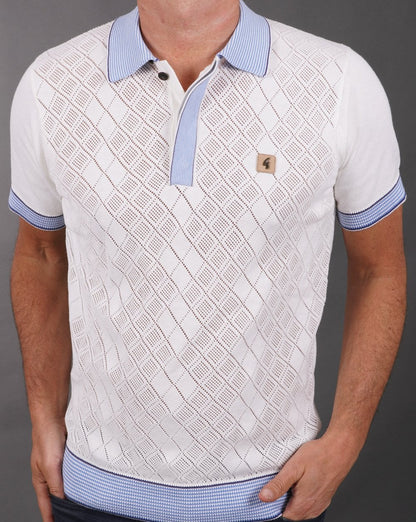 Gabicci Vintage Dafoe Strick-Poloshirt Weißer Himmel
