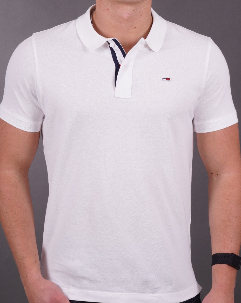 Tommy Jeans Slim Fit-Poloshirt aus Baumwolle in Weiß