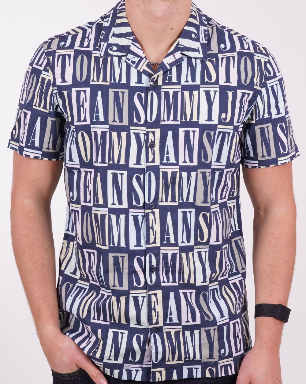 Tommy Jeans Logo Classic SS Shirt Marineblau/Pastell
