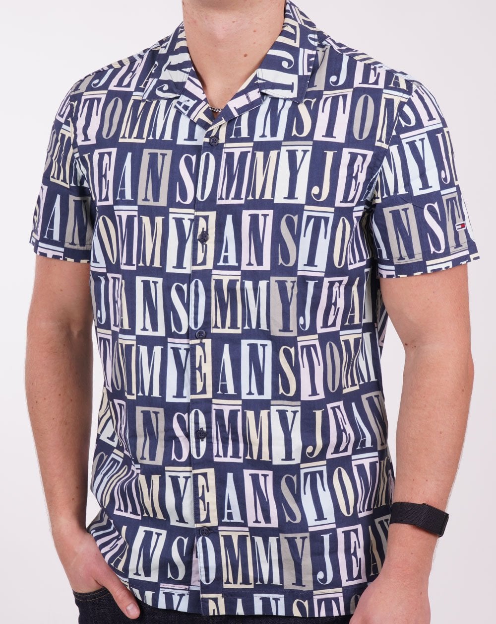 Tommy Jeans Logo Classic SS Shirt Marineblau/Pastell