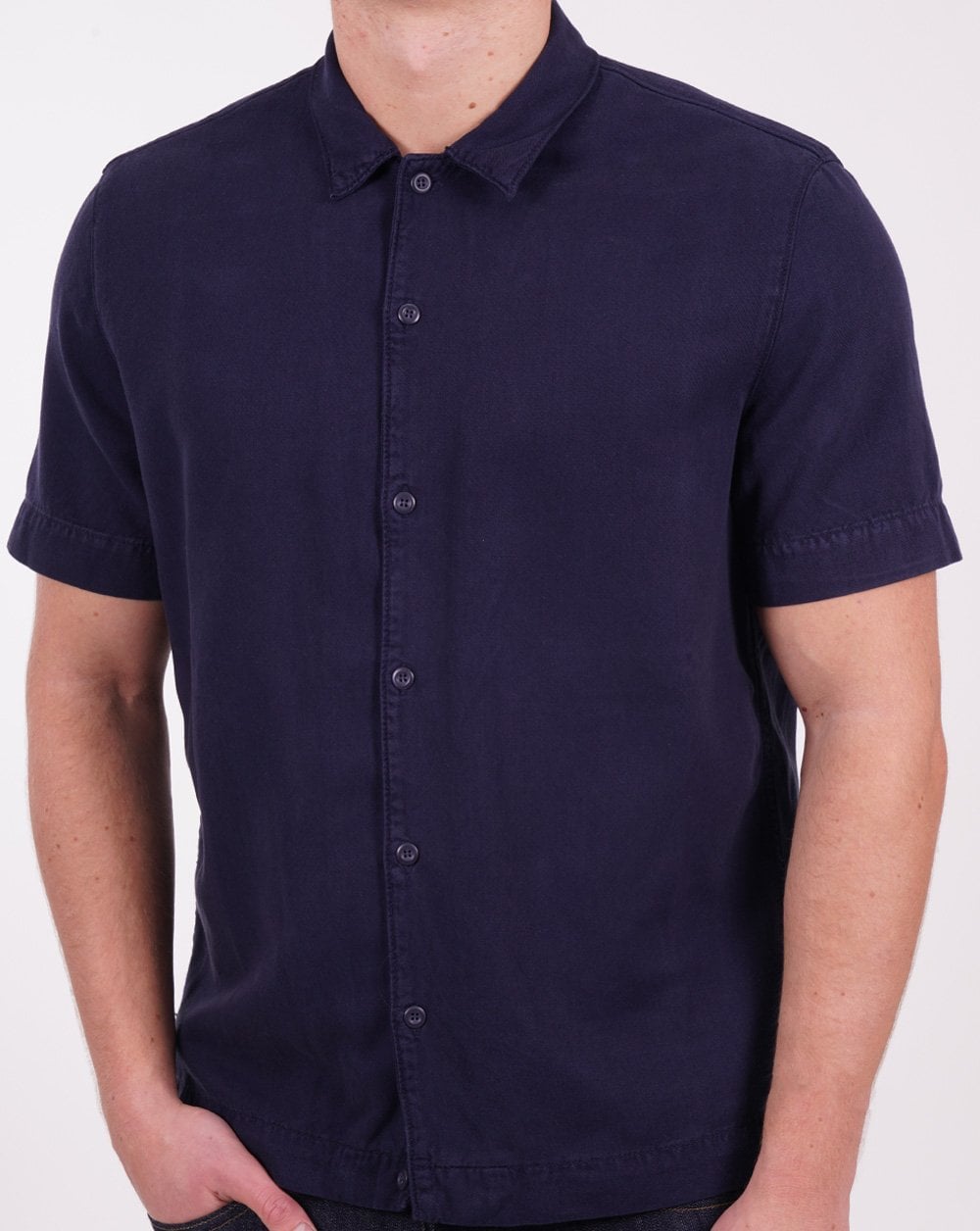 Benetton Riviera Twill Kurzarmhemd Marineblau