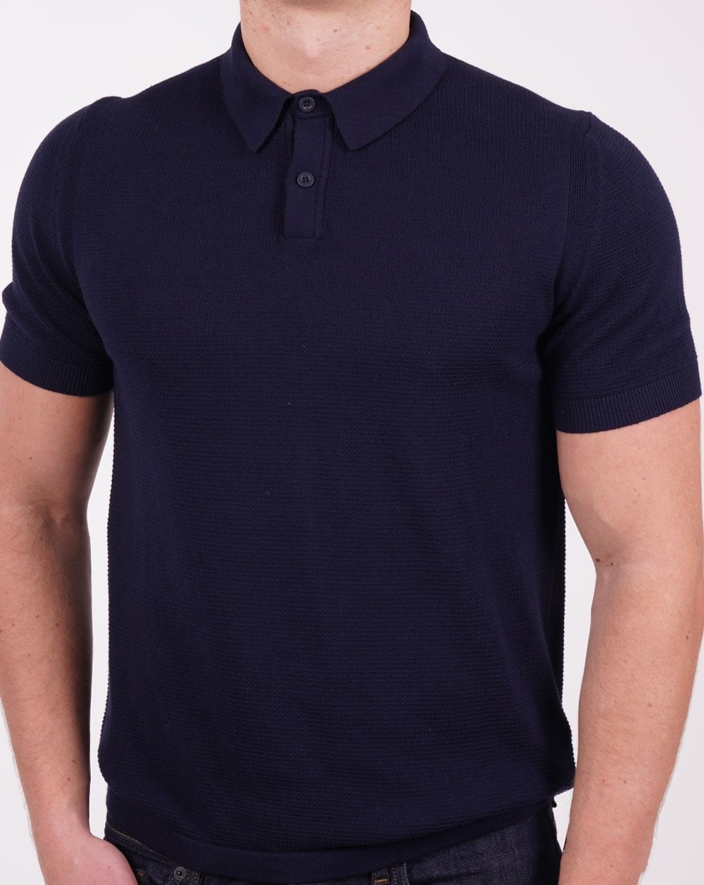 Benetton Strick-Poloshirt Marineblau