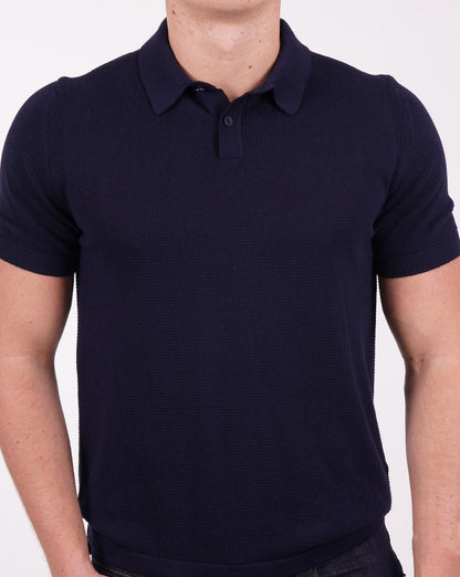 Benetton Strick-Poloshirt Marineblau