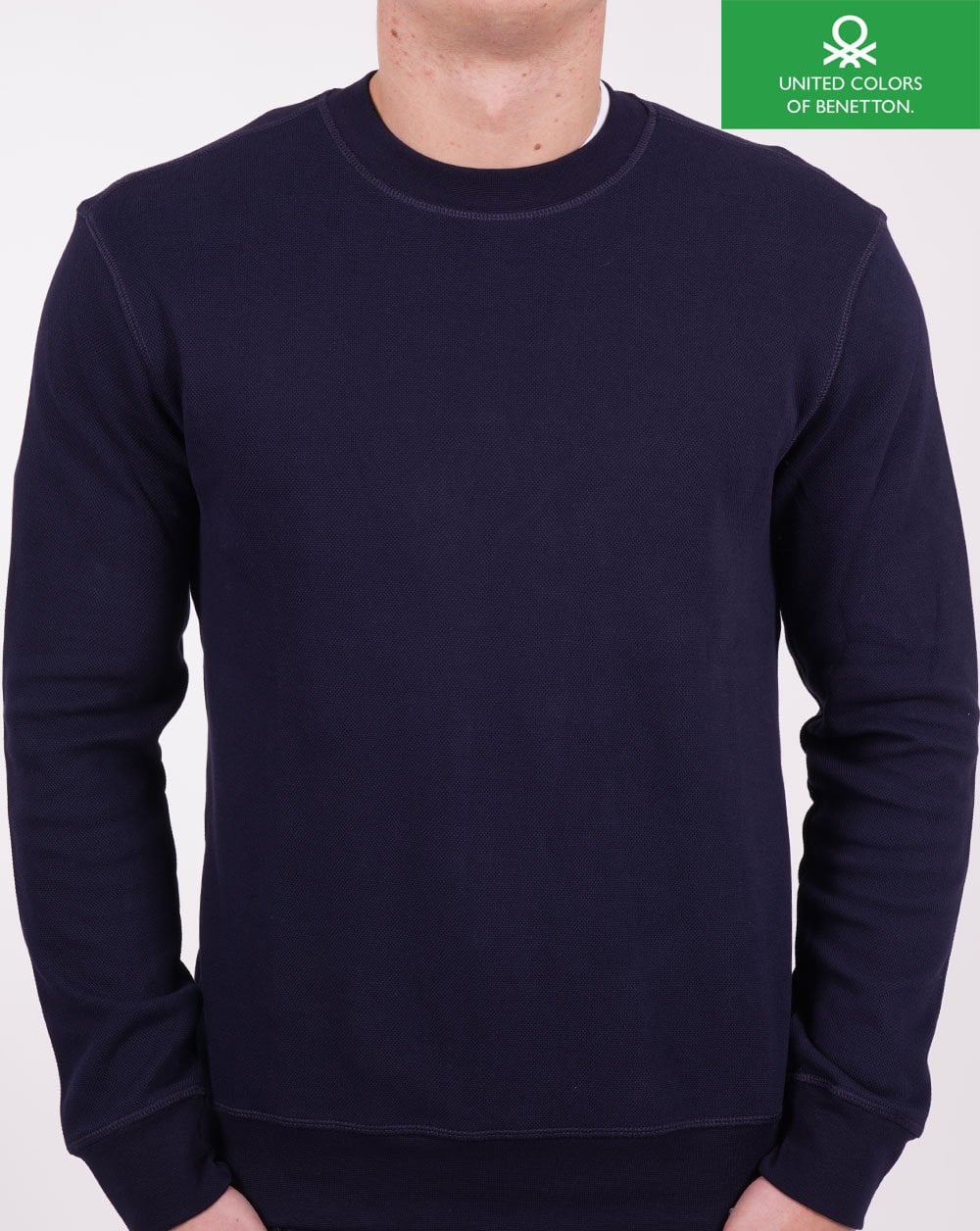 Benetton Piqué-Sweatshirt Marineblau