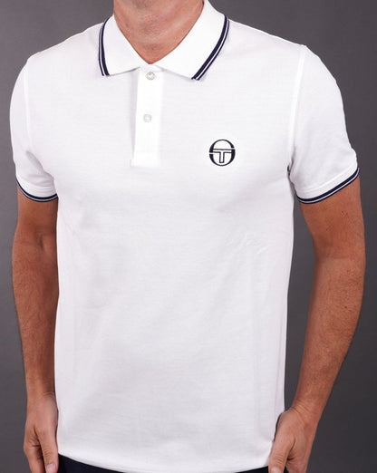 Sergio Tacchini Poloshirt mit Streifen in Weiß und Marineblau