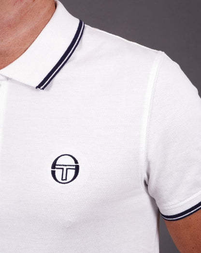 Sergio Tacchini Poloshirt mit Streifen in Weiß und Marineblau