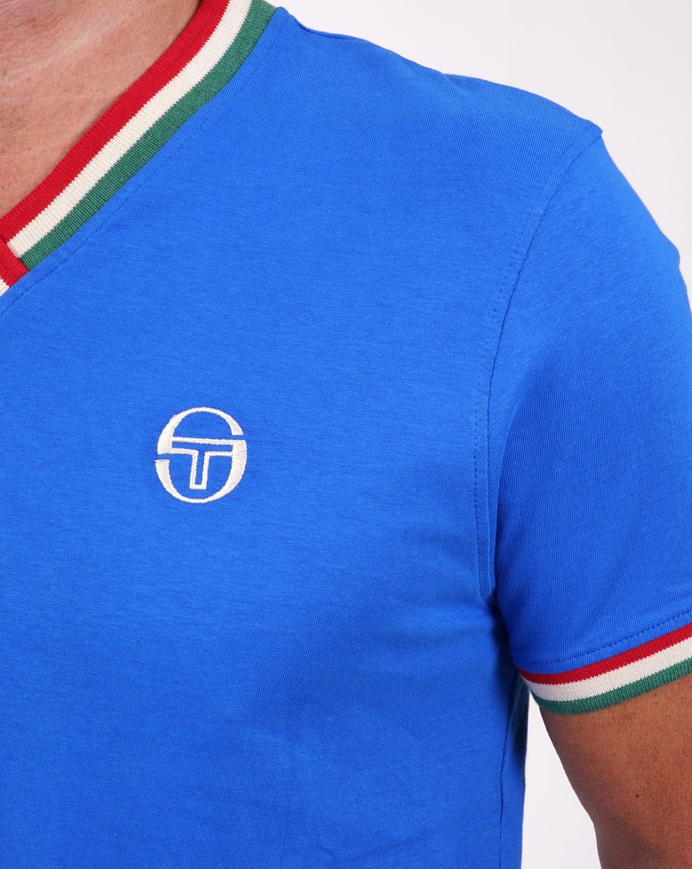 Sergio Tacchini Italia T-Shirt mit V-Ausschnitt, Königsblau