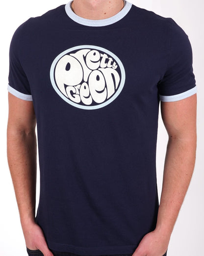 Pretty Green – T-Shirt mit Tilby-Print und Logo in Marineblau