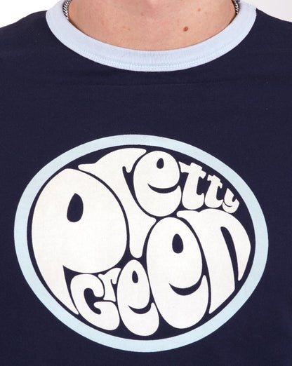 Pretty Green – T-Shirt mit Tilby-Print und Logo in Marineblau