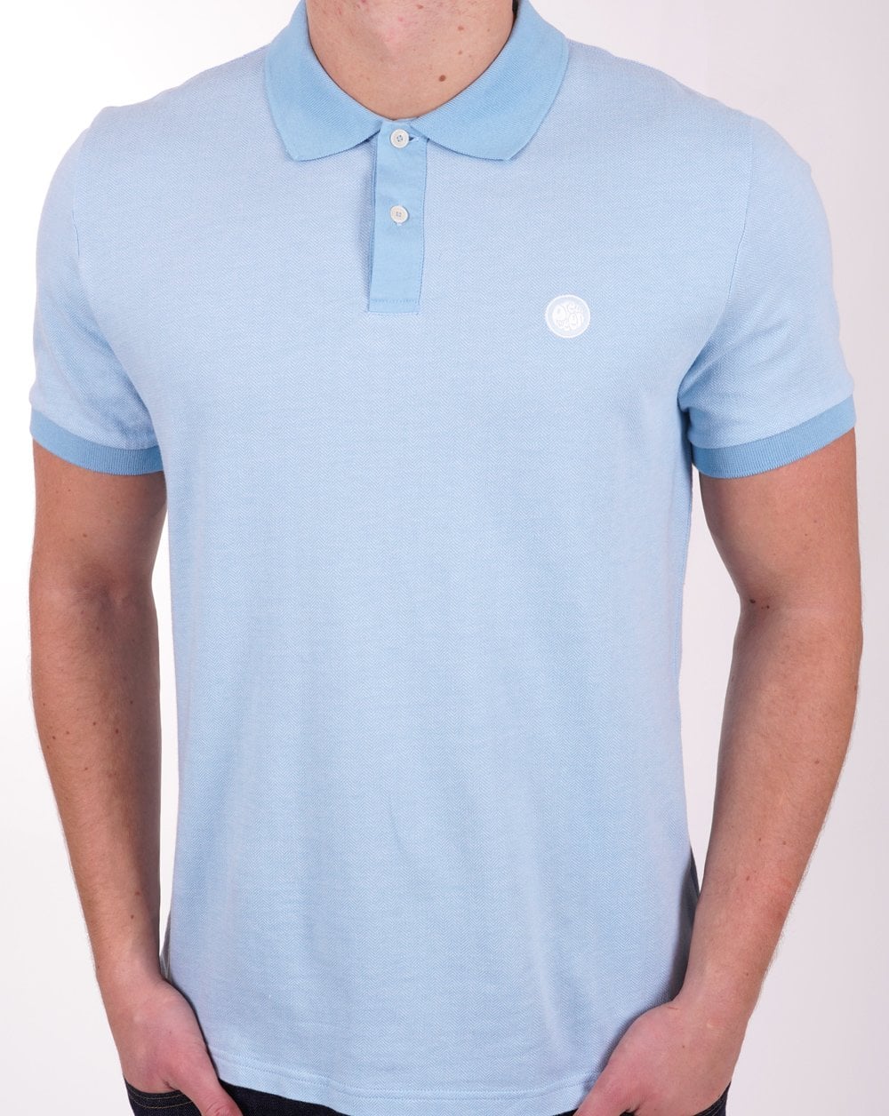 Pretty Green Fischgrät-Poloshirt Blau