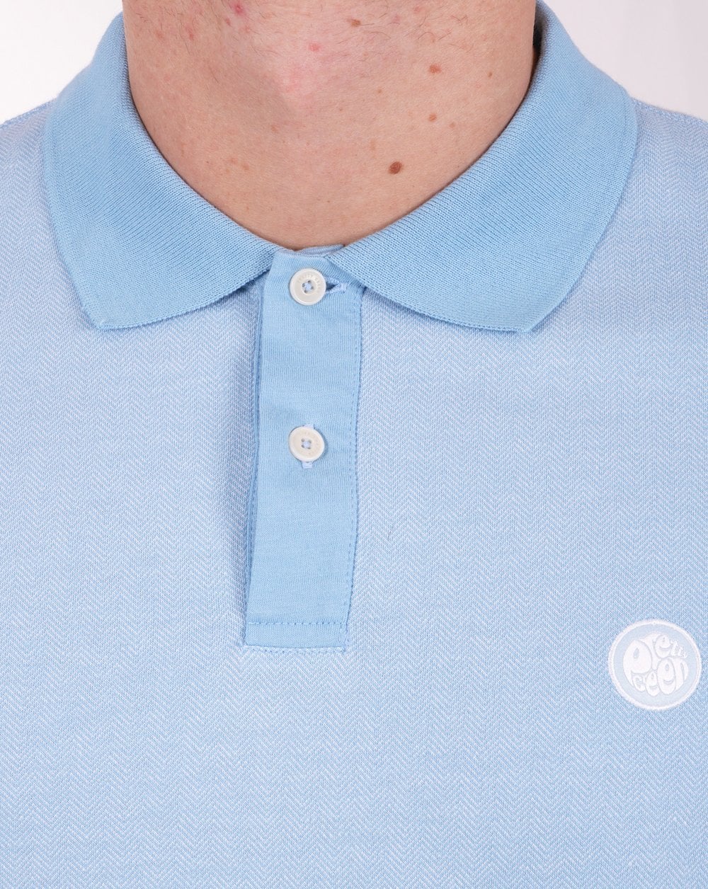 Pretty Green Fischgrät-Poloshirt Blau