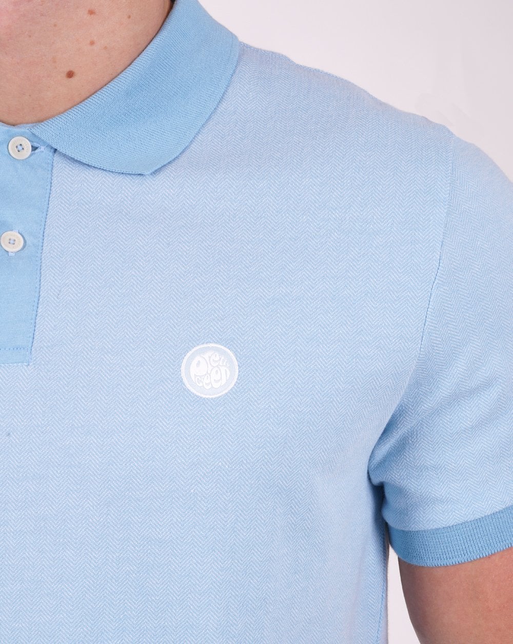 Pretty Green Fischgrät-Poloshirt Blau