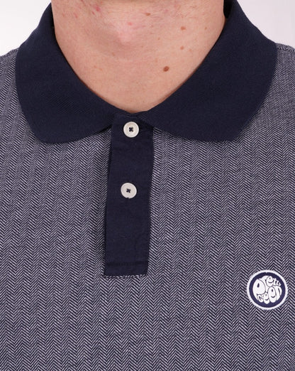 Pretty Green Fischgräten-Poloshirt Marineblau