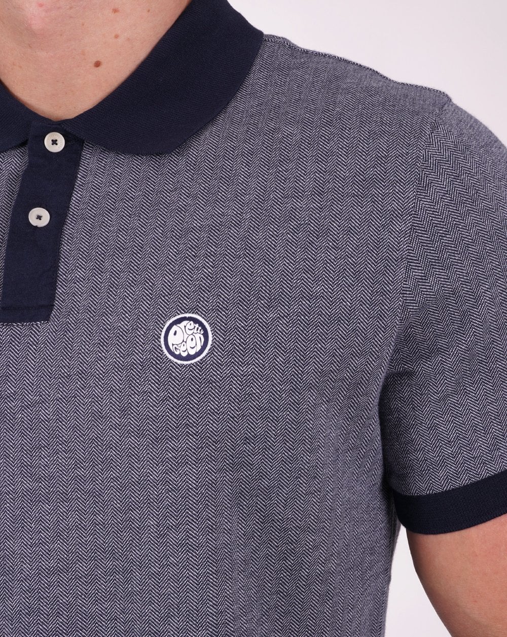 Pretty Green Fischgräten-Poloshirt Marineblau