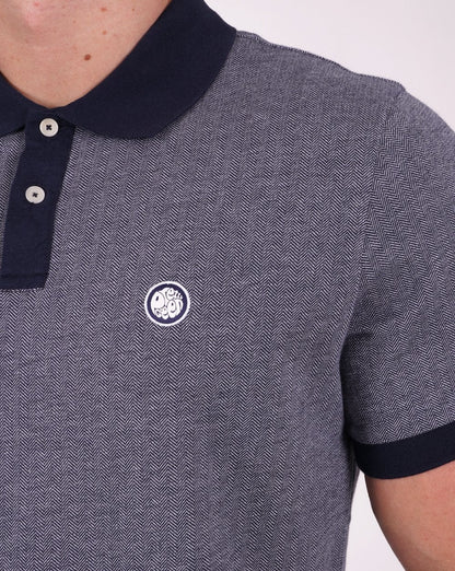Pretty Green Fischgräten-Poloshirt Marineblau