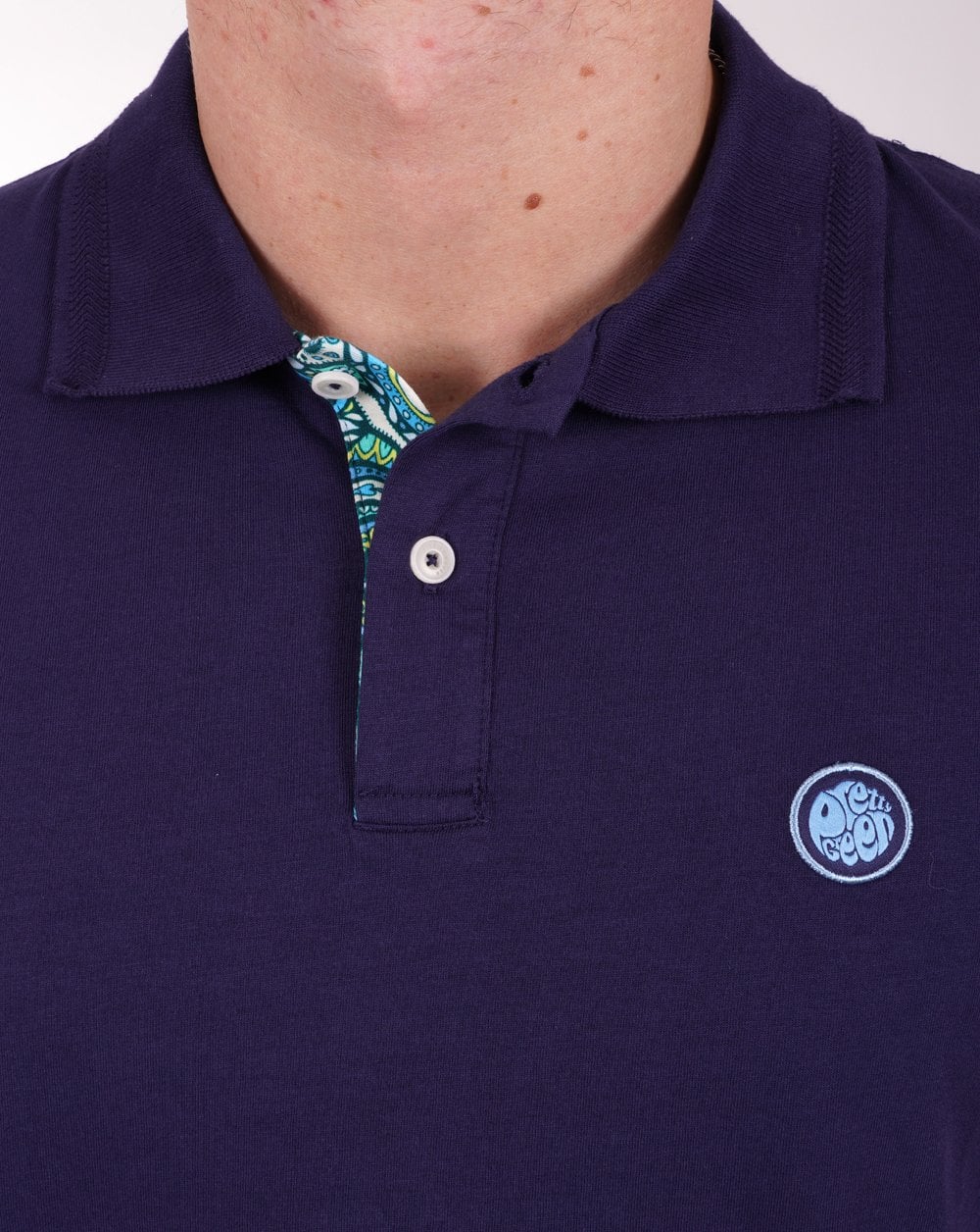 Pretty Green Itchycoo Poloshirt mit Paisley-Knopfleiste, Marineblau