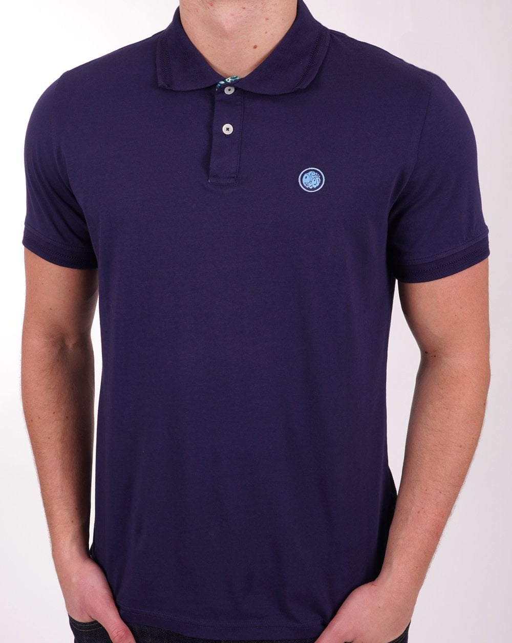 Pretty Green Itchycoo Poloshirt mit Paisley-Knopfleiste, Marineblau