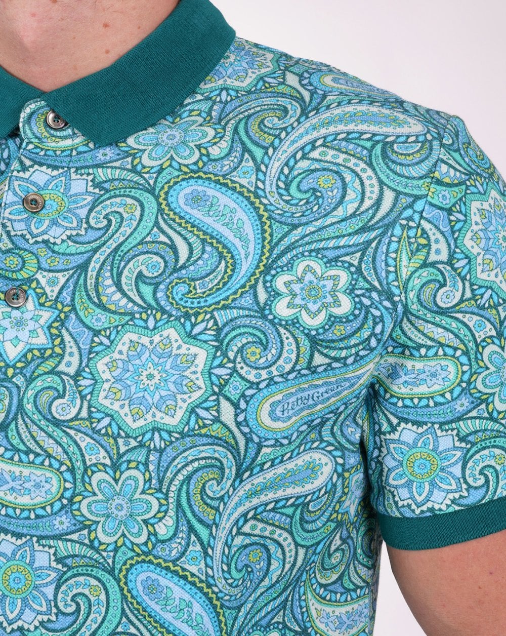 Pretty Green Itchycoo Paisley Polo Grün